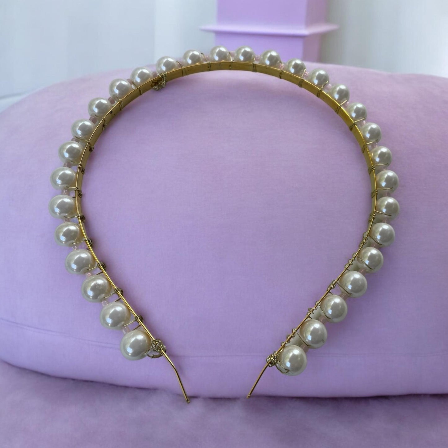Stunning handmade pearl head band on metal base - wedding, bride, formal hair, hair do