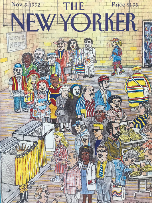 RARE - November 9, 1992 - The NEW YORKER - cover only - polling station, voting, election