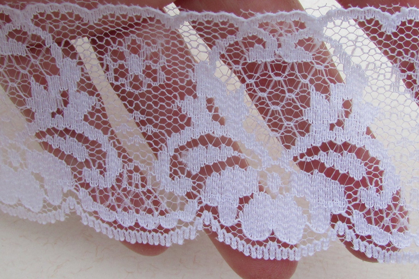 Wide (2 inches wide) vintage white lace - by the yard