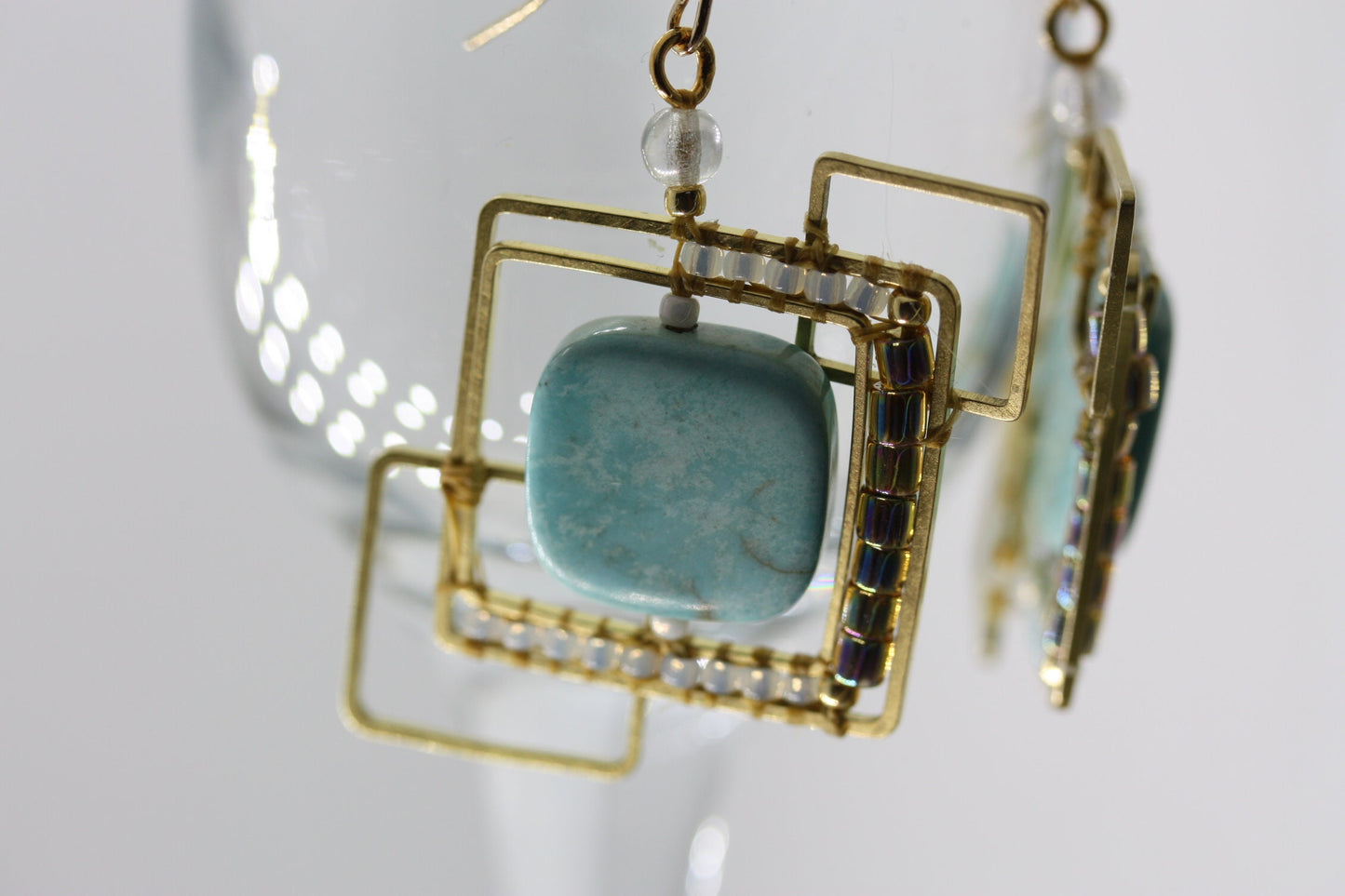 Uniquely modern art handmade beadwork earrings - part of my original "Shapes" series