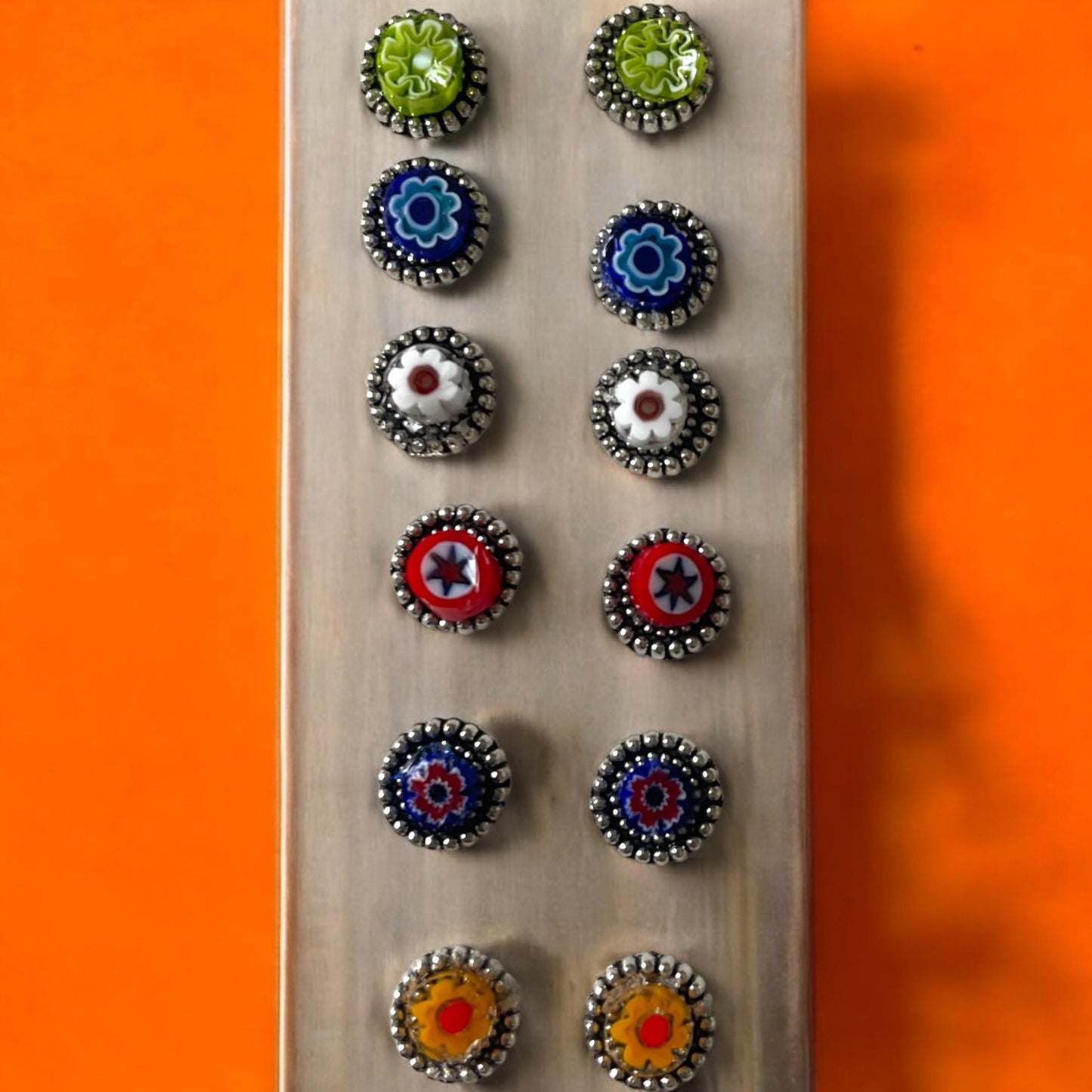 Tiny little 6mm glass millefiori stud earrings - your choice