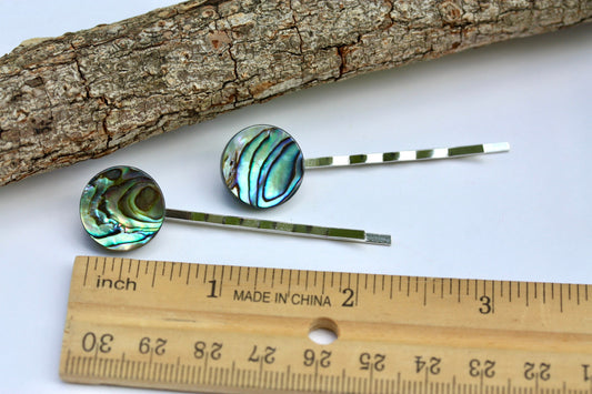 Stunning abalone shell hair pins