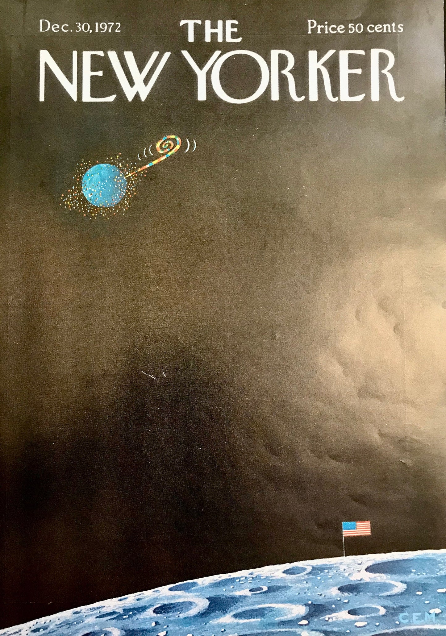 December 30, 1972 - The NEW YORKER Magazine original cover - outer space, planet, New Years