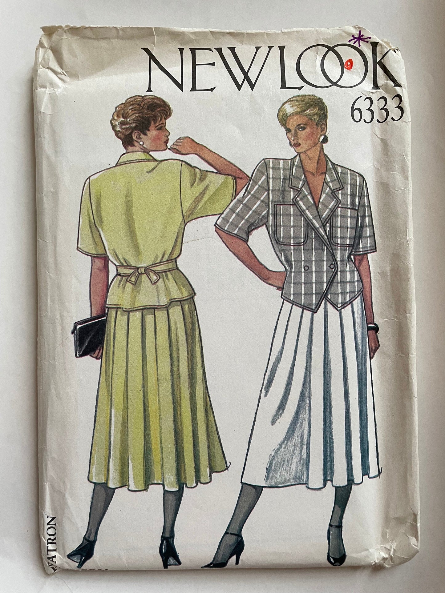 UNCUT Sewing Pattern - New Look Pattern 6333 - Short Sleeve, Double Breasted Weskit/Top and Yoked Waist Skirt, Released Pleats, Sz 8 - 18