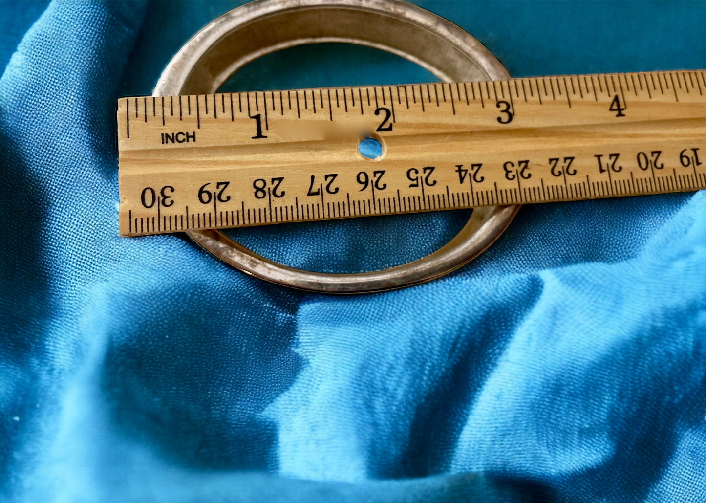 Blue enamel vintage clamper bracelet - unsigned