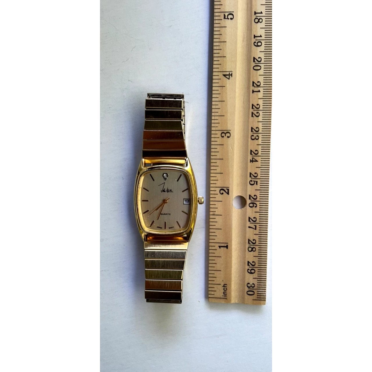 John Weitz Men's Gold Toned Analog Watch, Diamond chip, Calendar Date - in original box