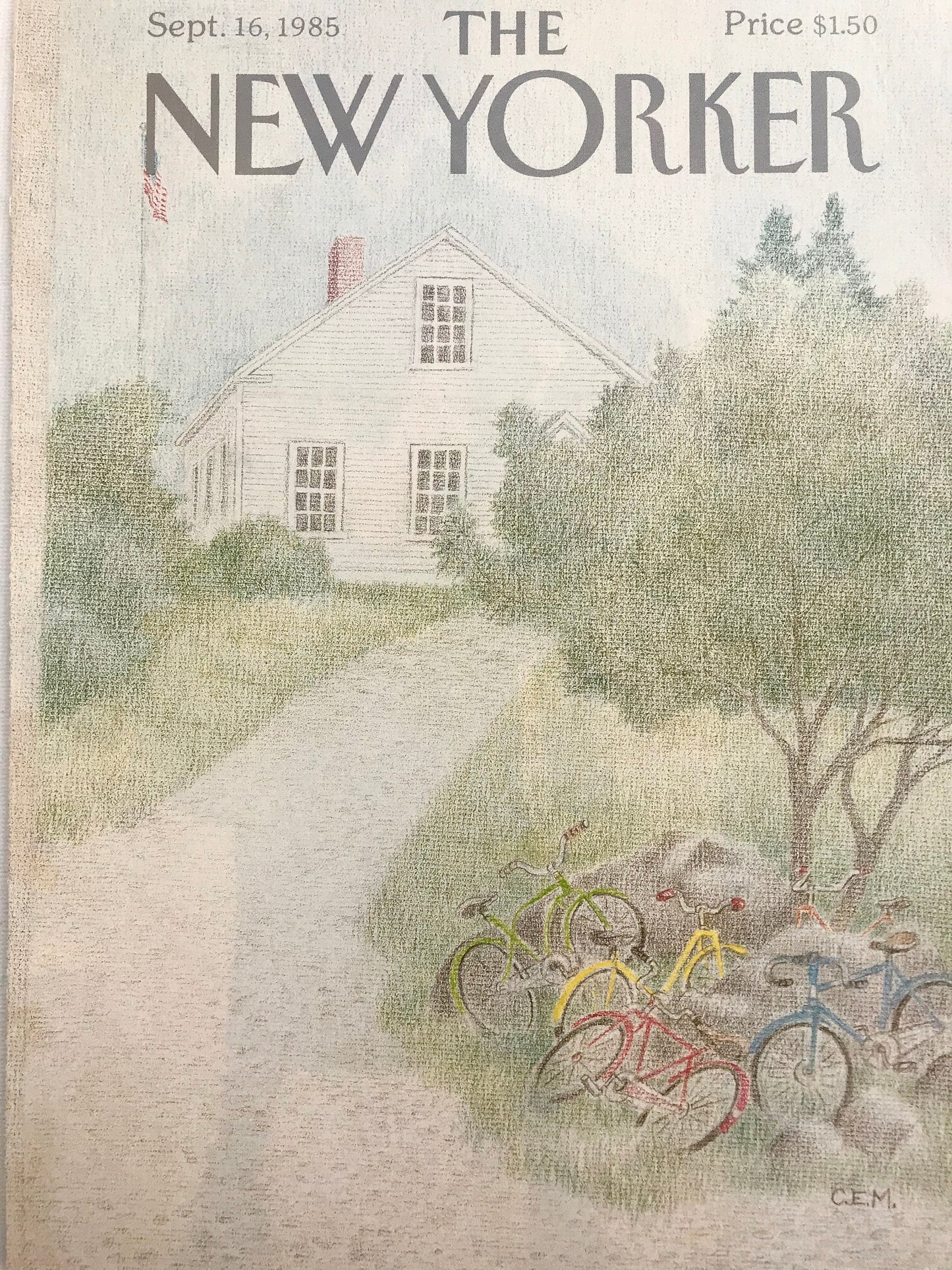 The NEW YORKER Magazine cover - September 16, 1985 - rare original cover - bicycles