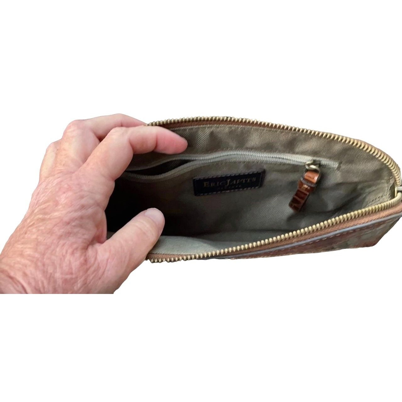 Embossed Croc Clutch – Stylish Patchwork Leather Bag with Zig Zag Stitch Detail