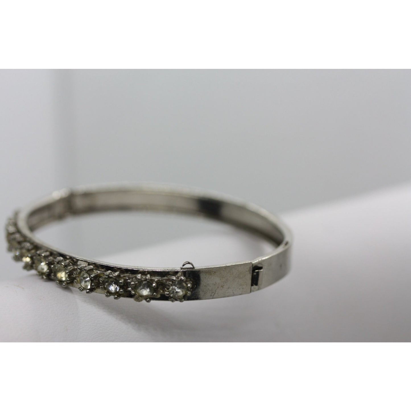 Vintage rhinestone bangle bracelet - one size fits all