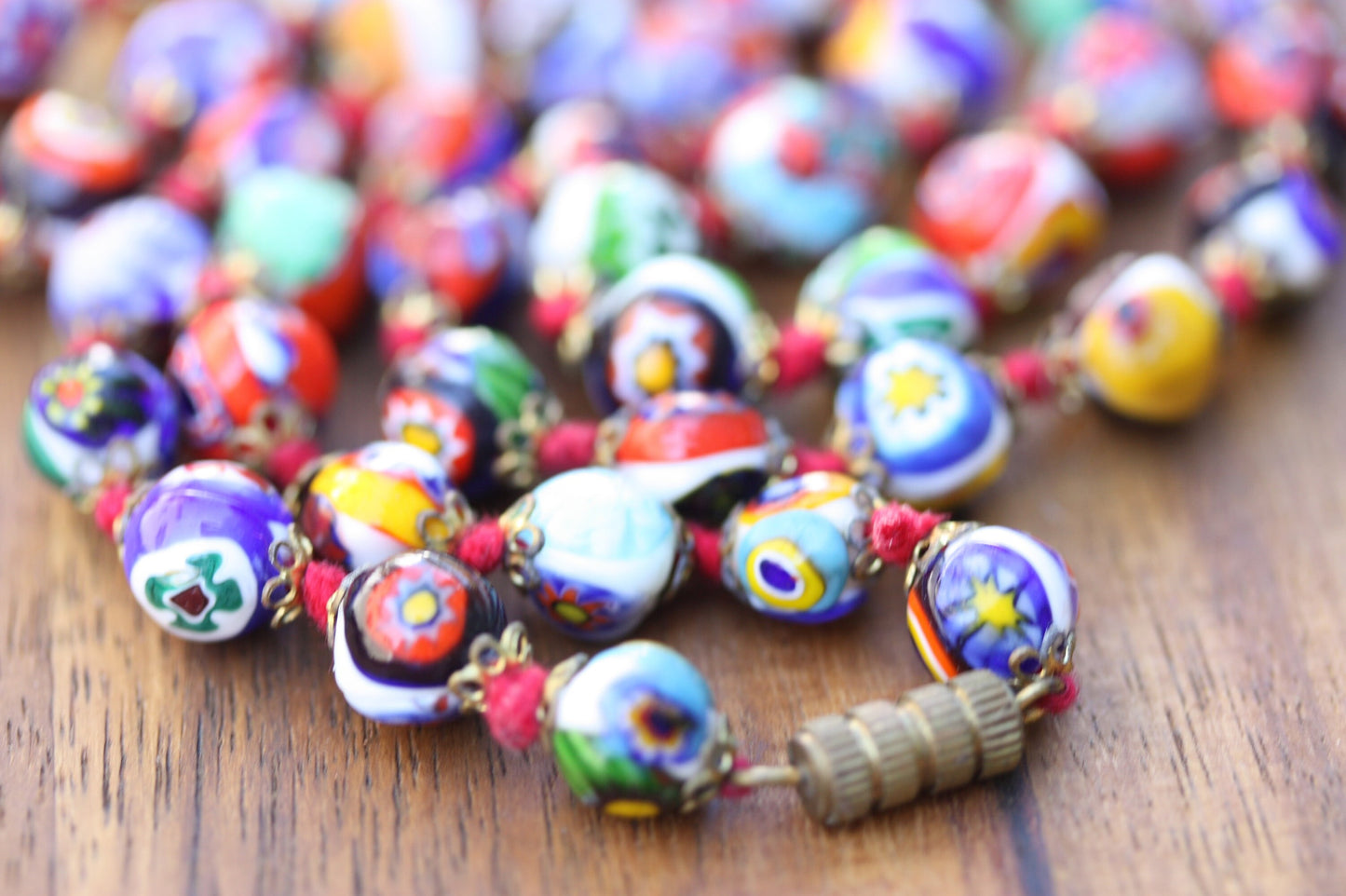 Stunning vintage glass  Venetian Murano Millefiori Artbeads Millefiori beads vintage necklace