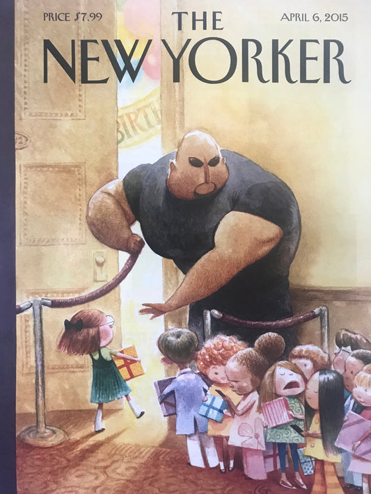 The NEW YORKER Magazine original cover - April 6, 2015 - kids birthday party, bouncer