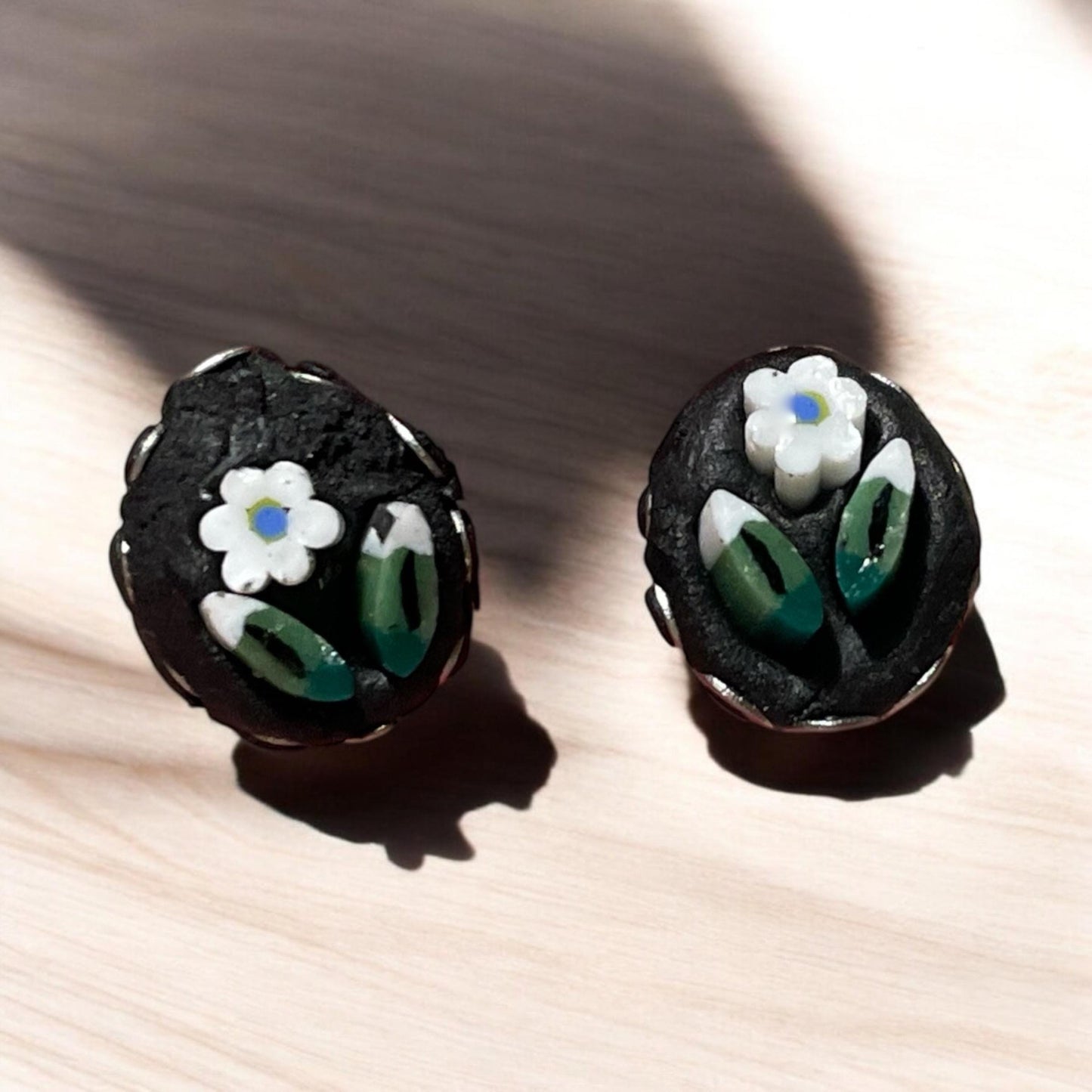 Micro Mosaic Earrings: Tiny Glass Studs - Handmade Italian Art Jewelry