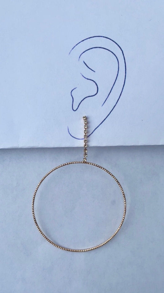 Simple elegant vintage hoop dangle earrings with tiny rhinestones