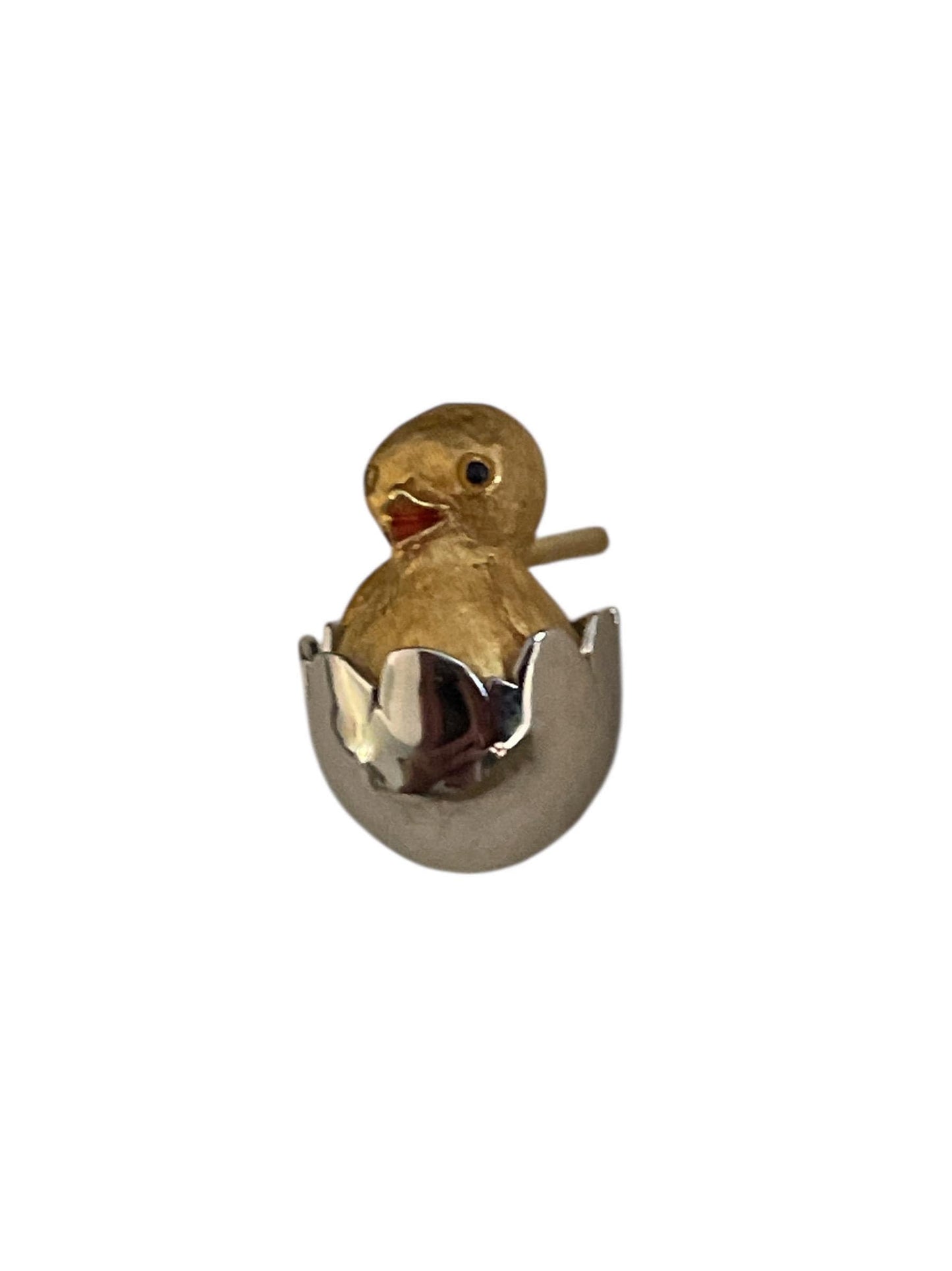Vintage Avon Chick Lapel Pin: Gold Tone Baby Bird in Egg