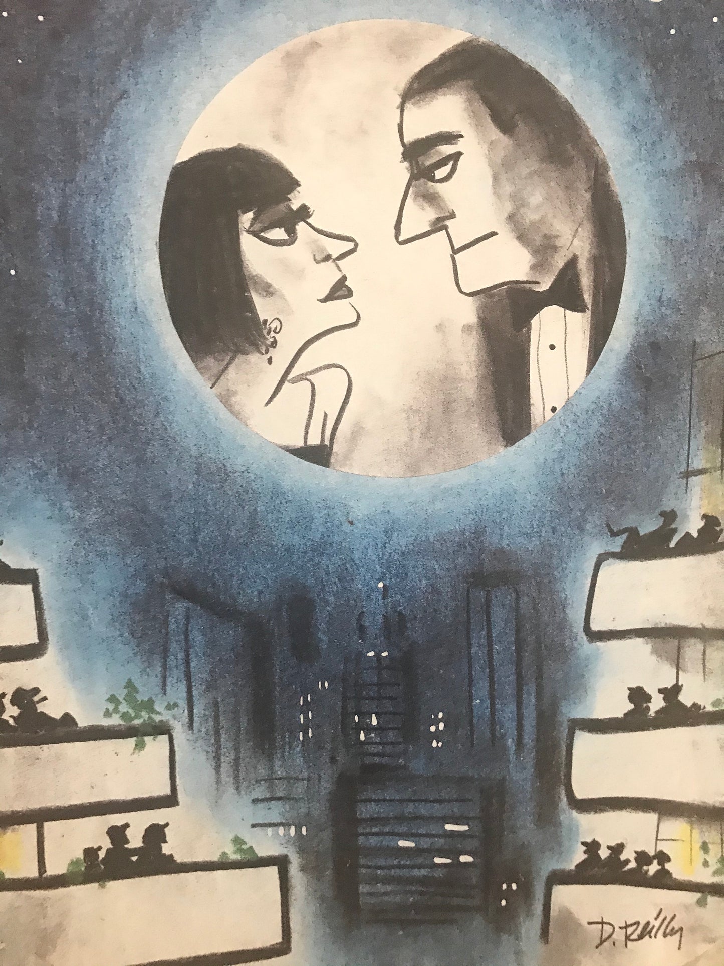 October 2, 1989 - The NEW YORKER Magazine original cover - outdoor movie
