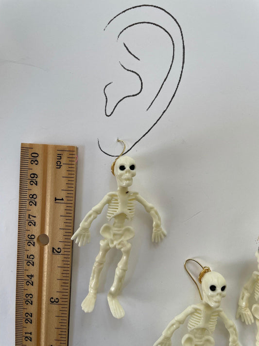 Skeleton Earrings: Spooky Halloween Costume Jewelry (Stud or Dangle)