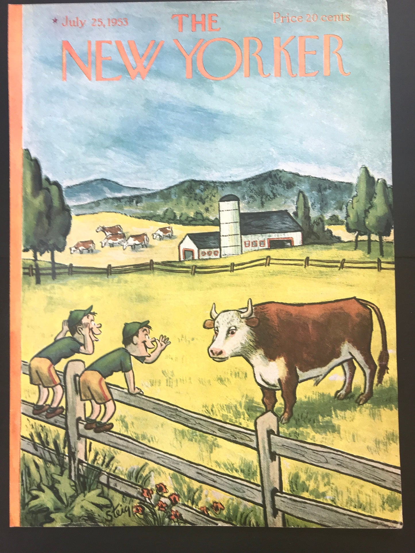 NEW YORKER Magazine cover - July 25 1953 - cows