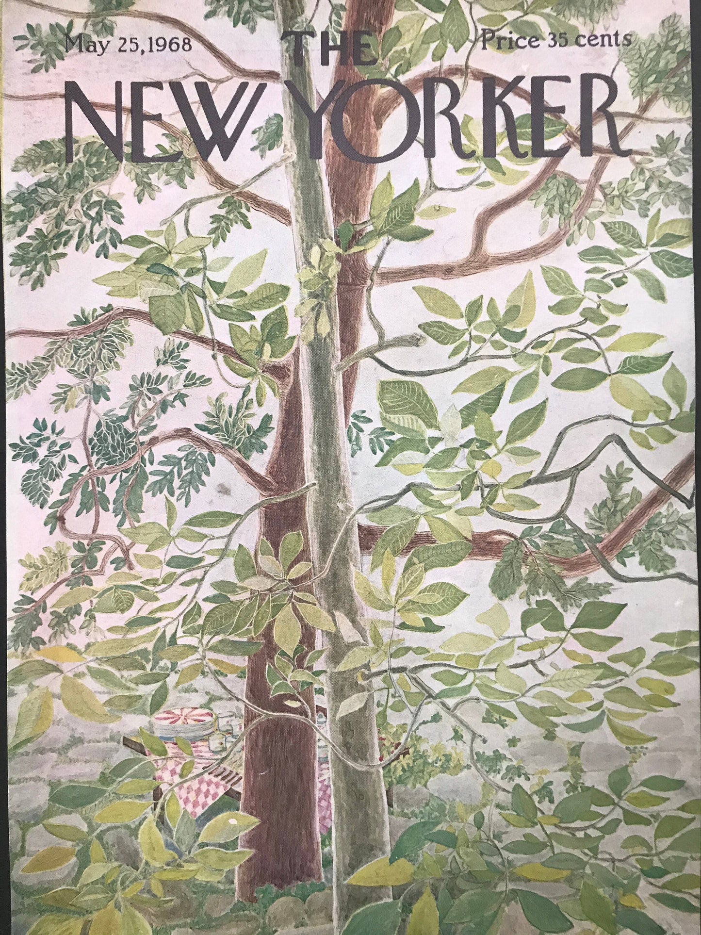 The NEW YORKER Magazine cover - May 25, 1968 - picnic in the park