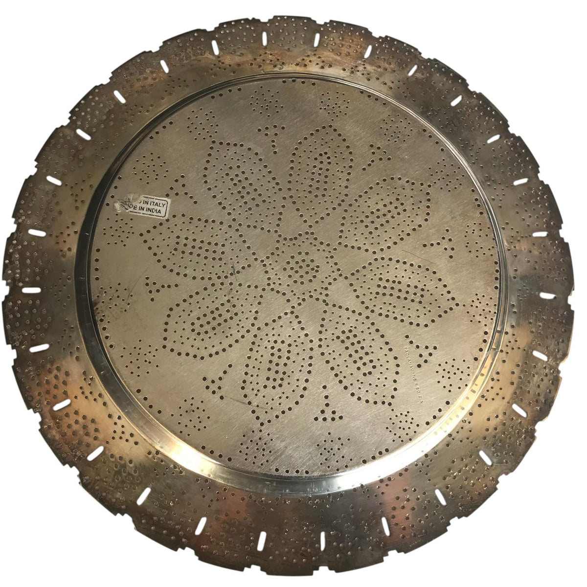 Paola Navone x Egizia Pierced Metal Tray | Designer Floral Serving Tray | Italian Design Decorative Charger