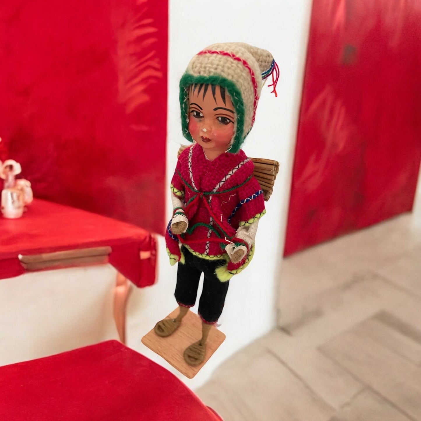 Vintage collectible handmade Peruvian folk art doll figurine