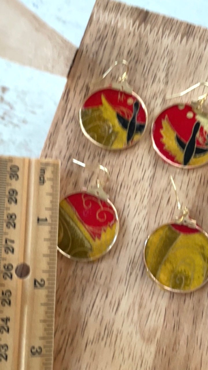Your choice of handmade paper and metal lightweight dangle earrings
