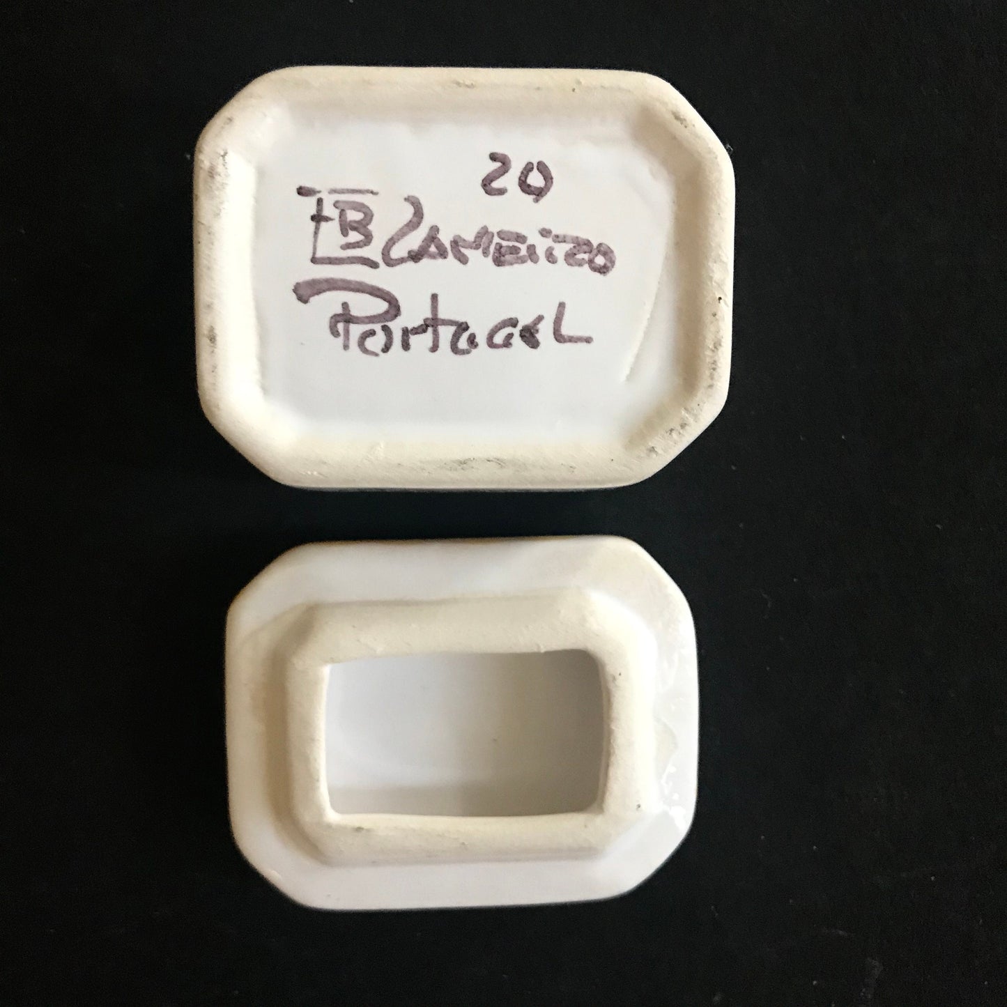 Stunning Hand Painted Porcelain Trinket Box from Portugal - Signed