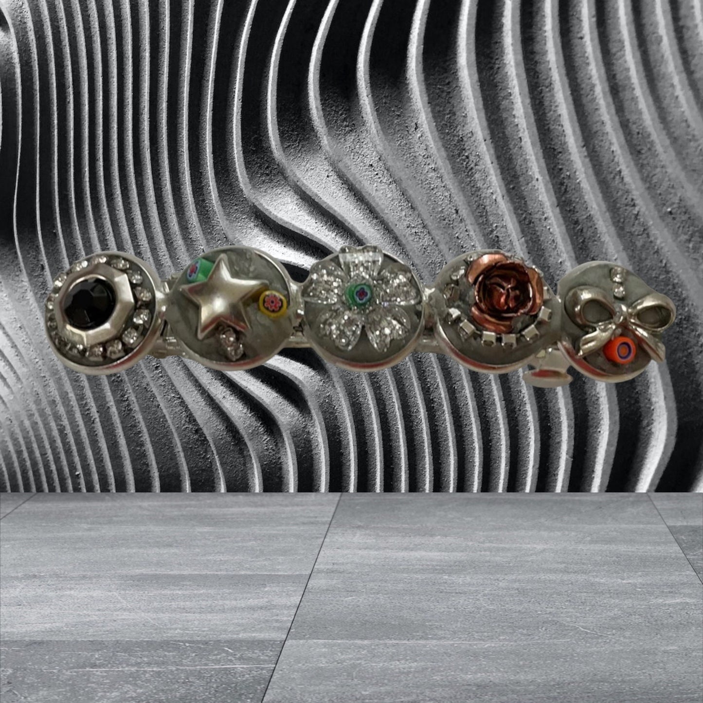Mixed Material Mosaic Hair Barrette