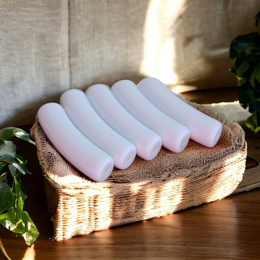 Unique white vintage slightly curved tube beads - approx. 40 mm x 7 mm