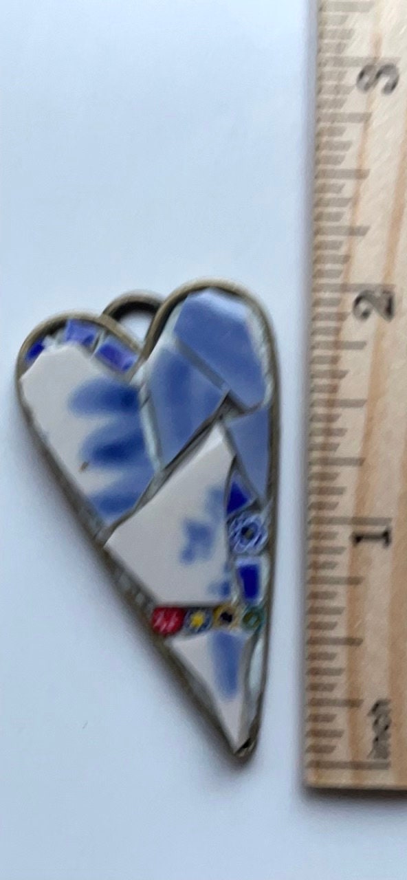 My handmade mosaic heart necklace - mosaic made with tiny millefiori glass