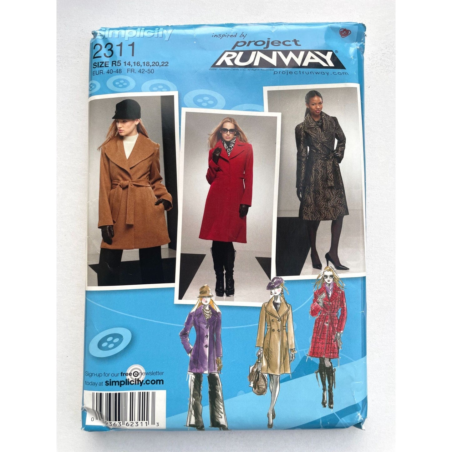 UNCUT Sewing Pattern - Simplicity Project Runway Misses Sz 14-22 Overcoat Pattern 0470