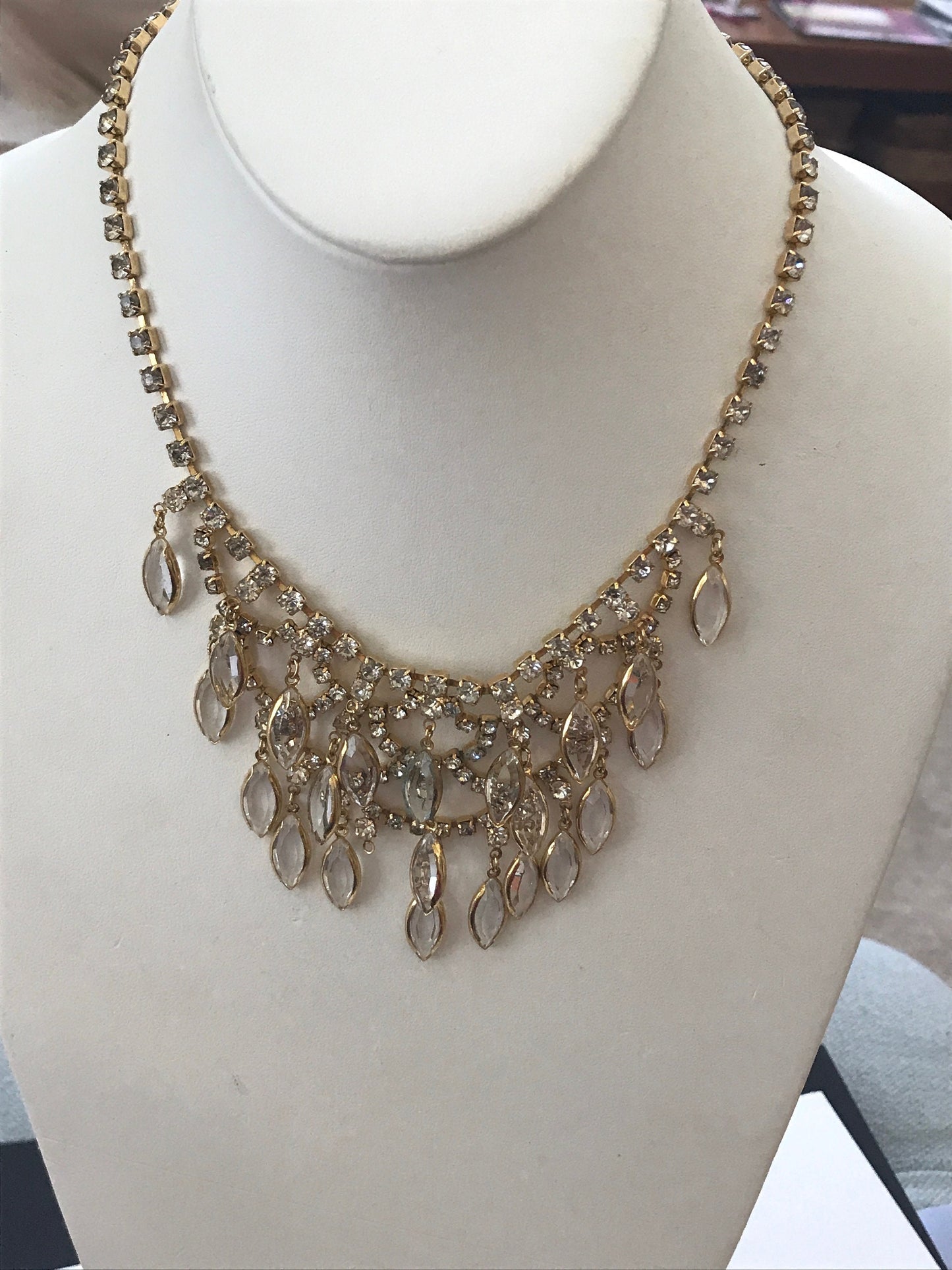 Stunning vintage necklace loaded with beautiful crystal dangles