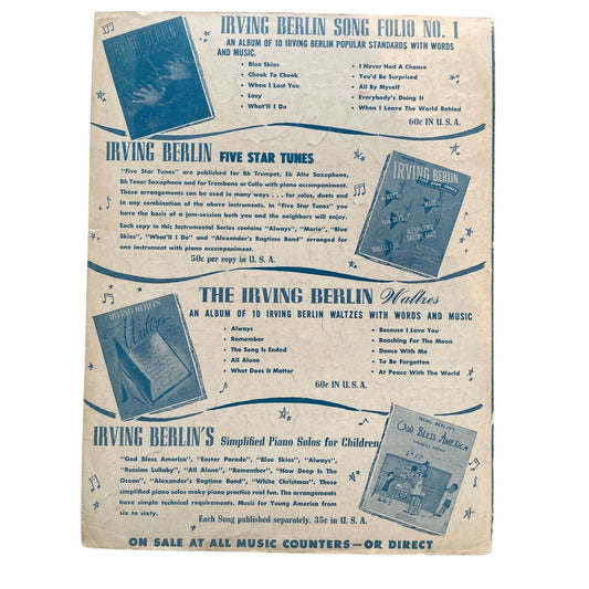 1930's Irving Berlin's How Deep is the Ocean Piano & Words Sheet Music, Vintage Paper, Music Collectors, Crooners, Frameable