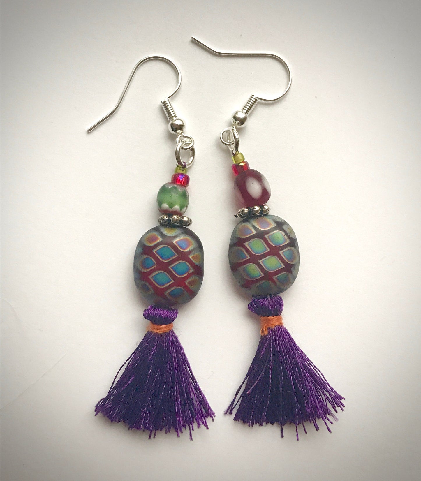 My unique, one-of-a-kind handmade by me - FUN, Bohemian style tassel beaded drop earrings