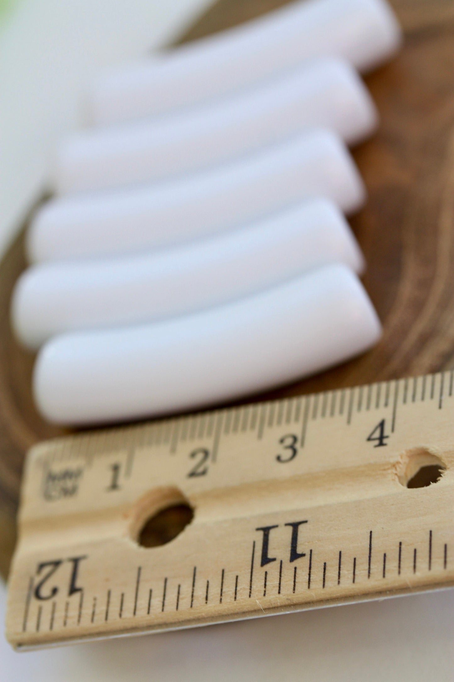 Unique white vintage slightly curved tube beads - approx. 40 mm x 7 mm