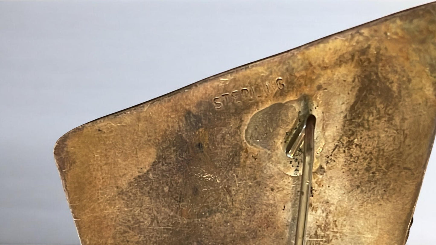 Vintage Artisan Sterling Silver Abstract Pin – Modernist Brutalist Studio Brooch, Handcrafted Statement Jewelry