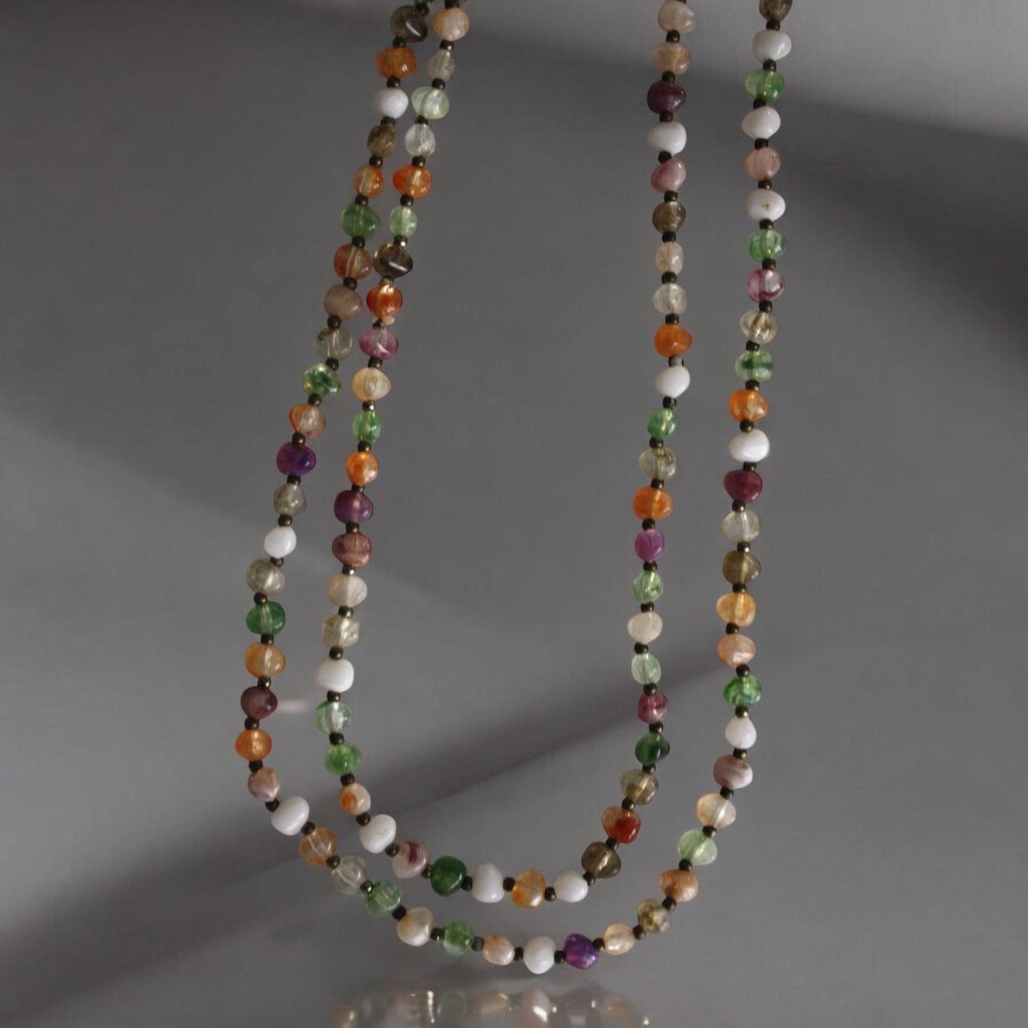 Extra long 32" vintage necklace loaded with stunning pastel beads