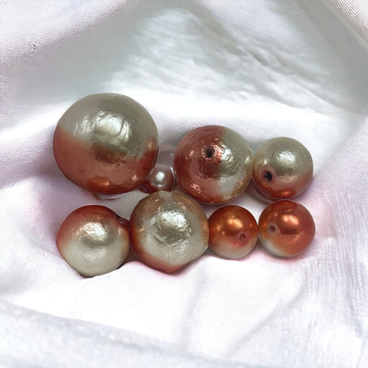 Unique orange and silver ombre round beads - various sizes