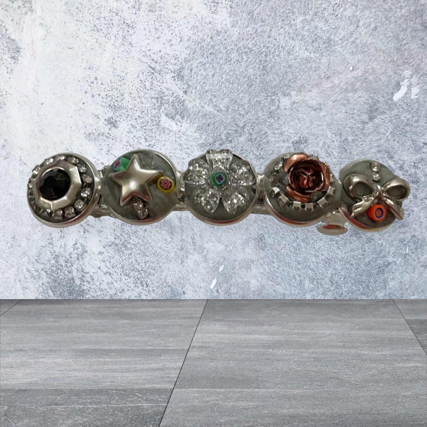 Mixed Material Mosaic Hair Barrette
