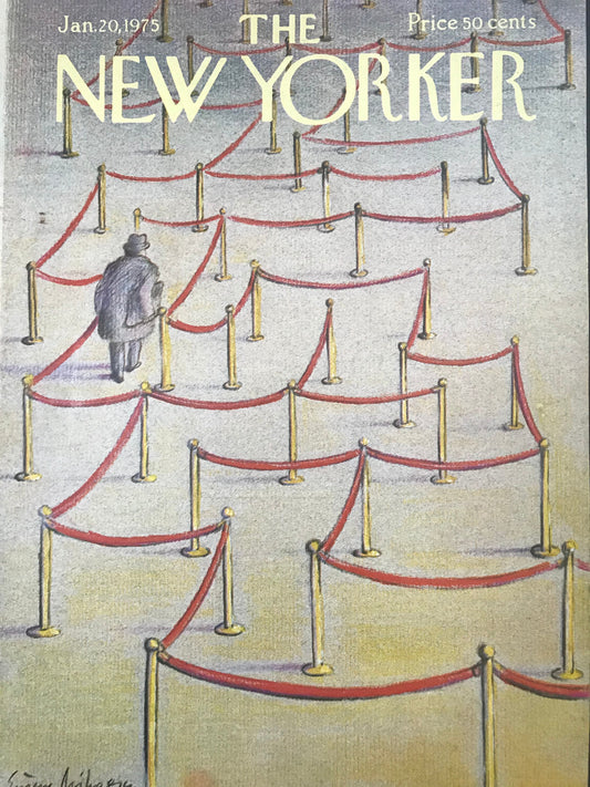 The NEW YORKER Magazine cover - January 20, 1975 - line stanchions