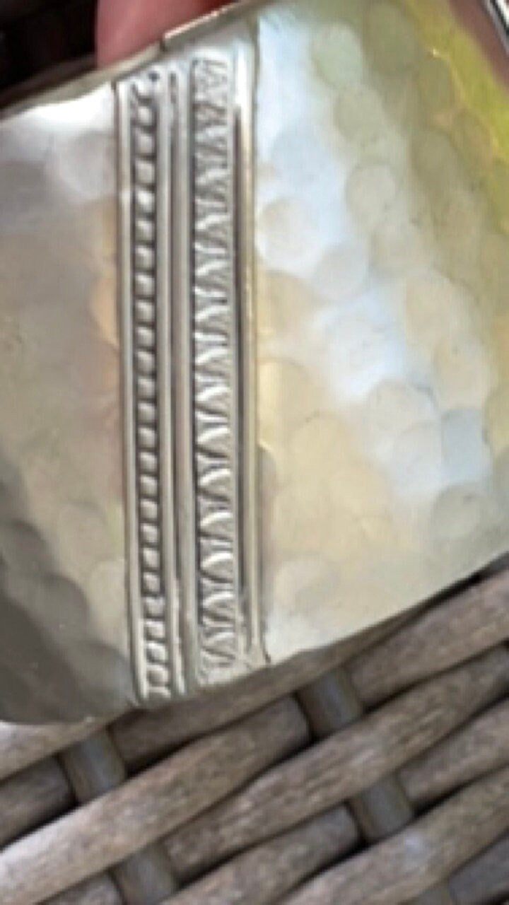 Stunning vintage hammered metal cuff bracelet with unique intricate design - textured cuff bracelet - silvertone bracelet by Stephan & Co.