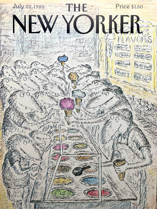 July 22, 1985 - The NEW YORKER Magazine original cover - Edward Koren - ice cream
