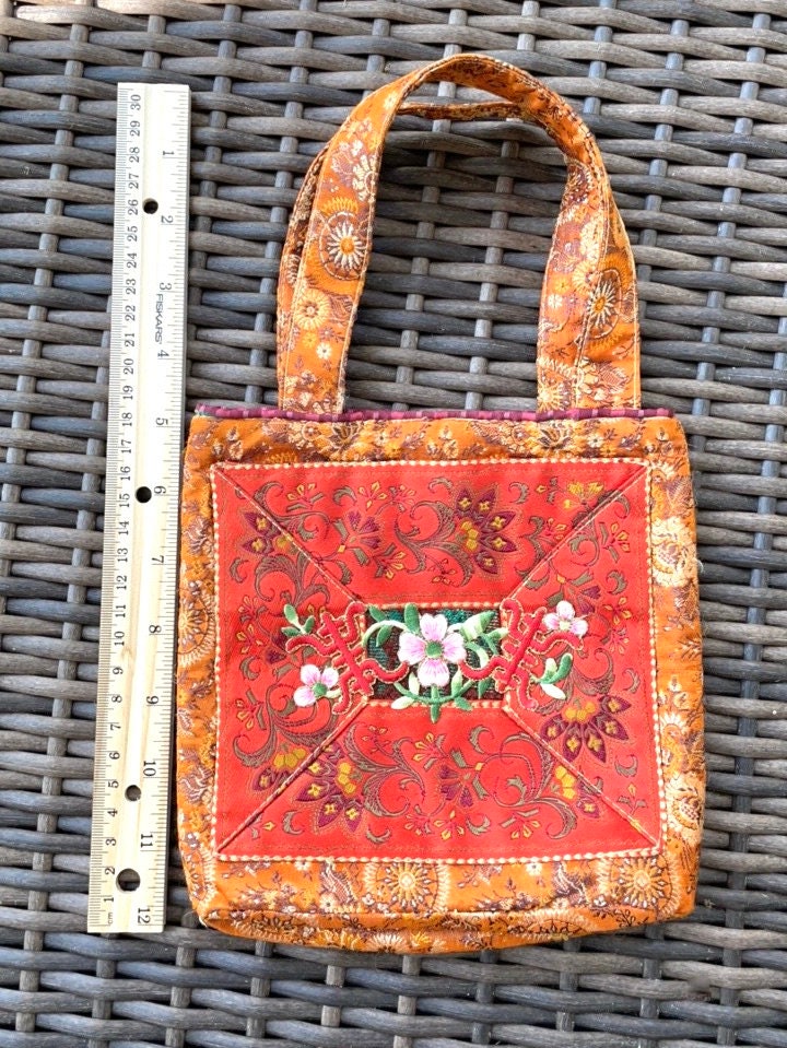 Embroidered Handbag - Petro Zillia Bag With Decorative Embroidery & Pocketed Lining
