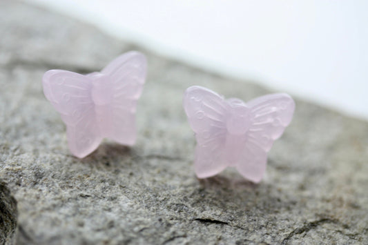 Small little light pink butterfly stud earrings