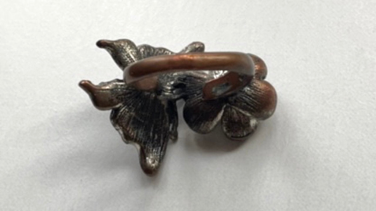 Stunning butterfly on flower vintage ring - loaded with rhinestones