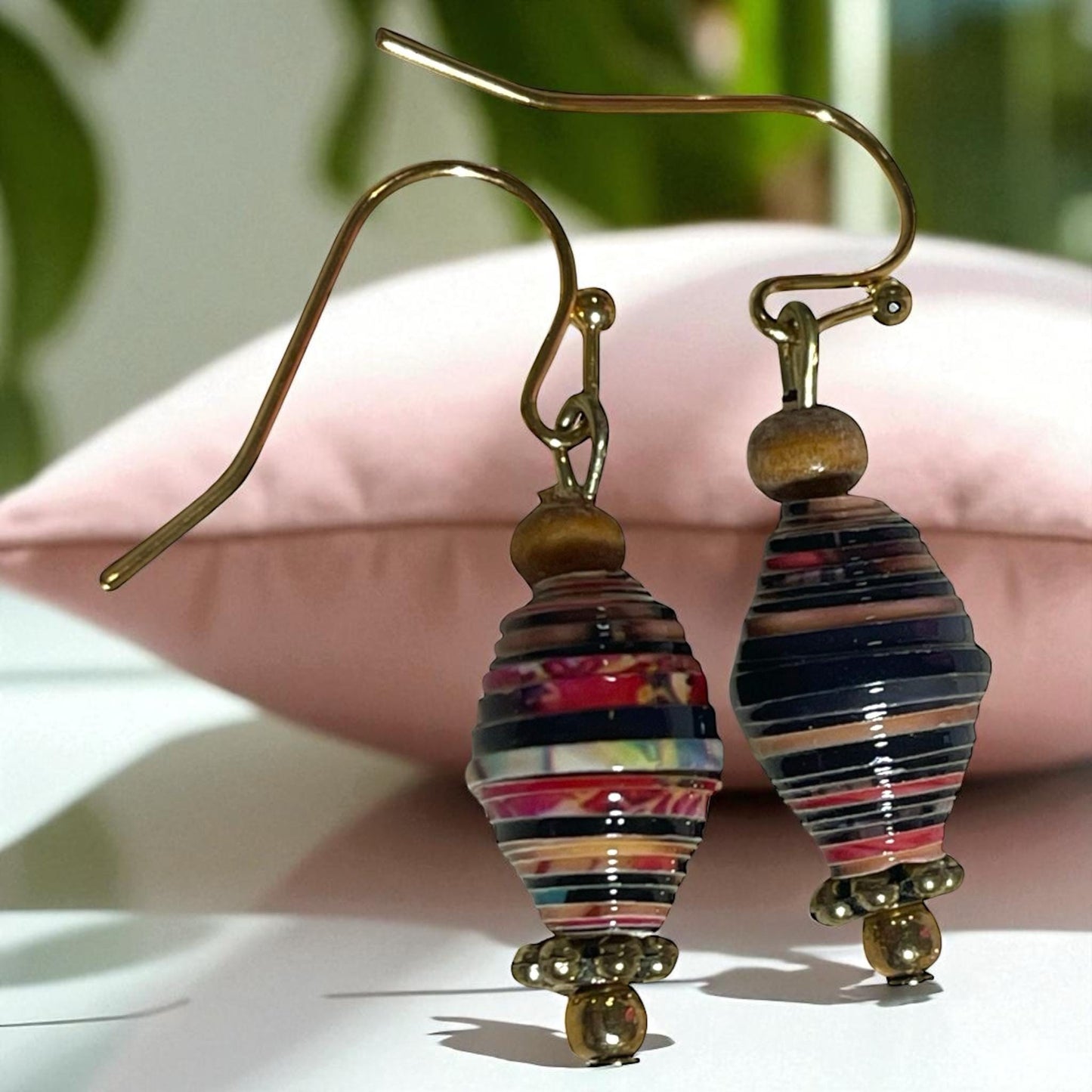 Little dangle earrings made with rolled paper