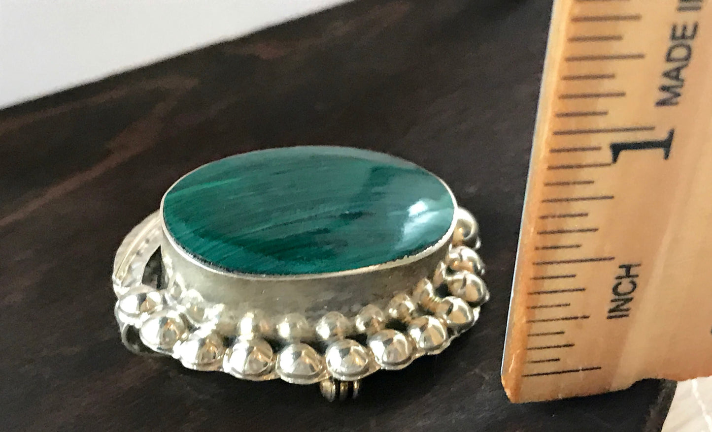 Stunning vintage Southwest Native American Sterling Silver Malachite pin / necklace pendant - can be worn as either