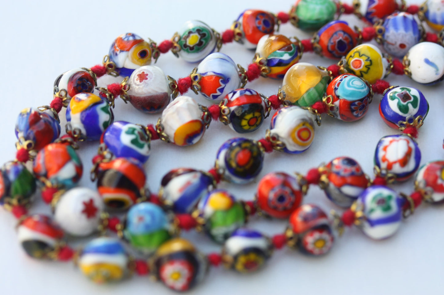 Stunning vintage glass  Venetian Murano Millefiori Artbeads Millefiori beads vintage necklace