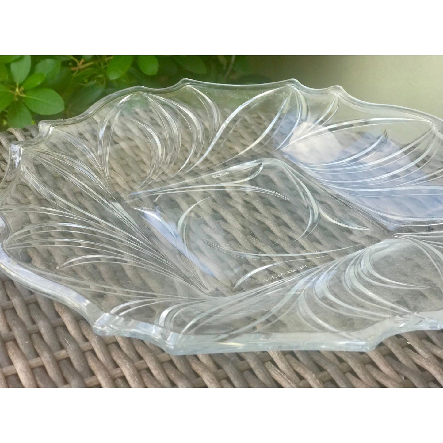 Signed Soga Japan Crystal Clear Centerpiece Fruit Bowl RARE VTG