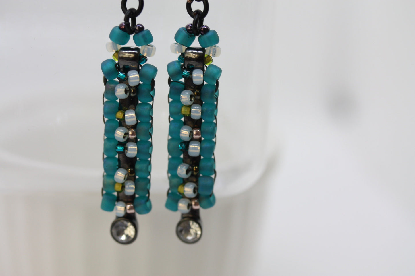 Unique Beaded bar earrings - yellow/goldtone theme