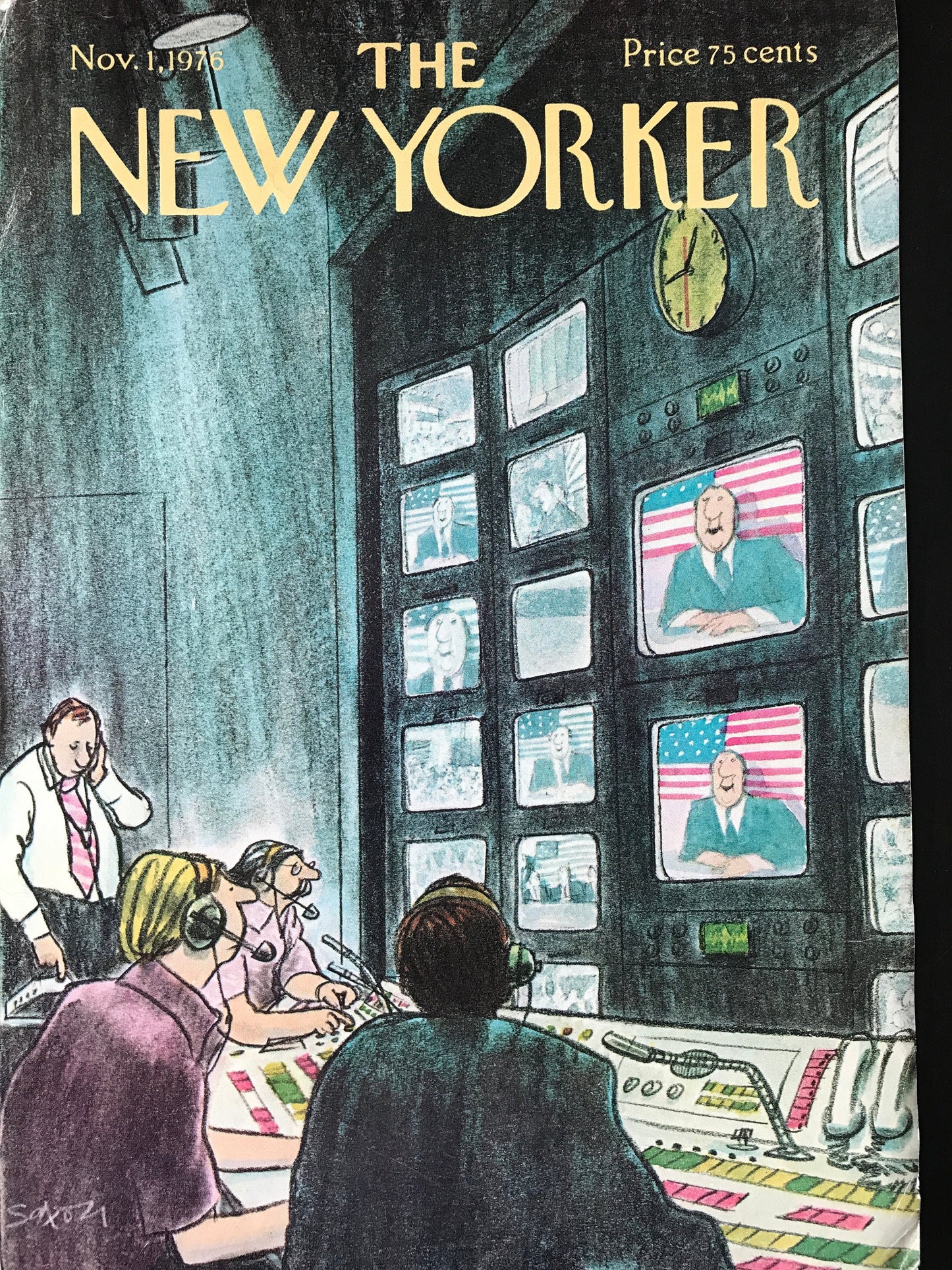 July 19, 1976 - The NEW YORKER Magazine charming original cover - Artist: Charles Saxon - television election